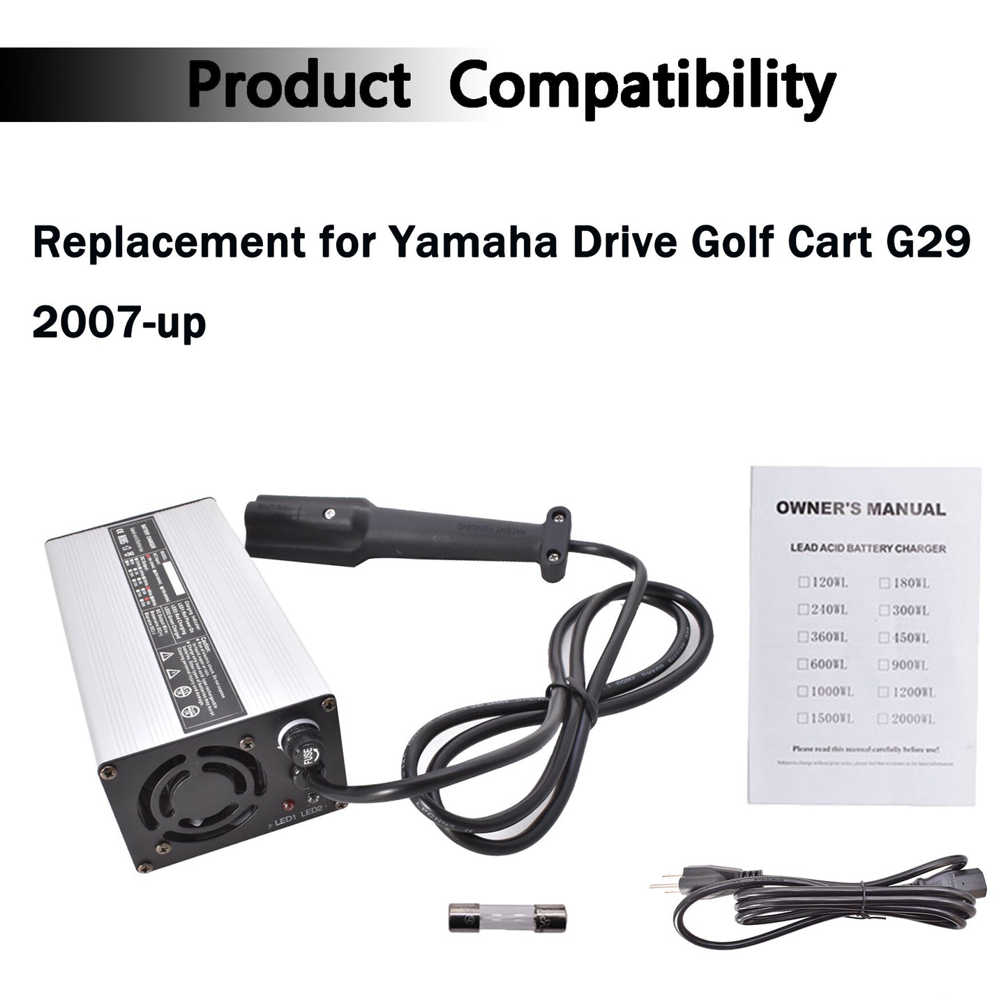 ALL-CARB 48 Volt 6A 3 Pin Battery Charger Replacement for Yamaha Golf Cart Drive G29 2007-up