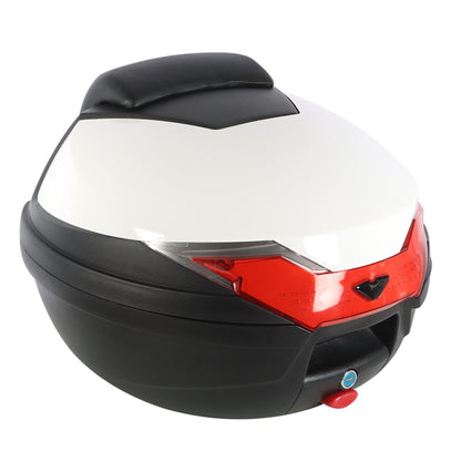 ALL-CARB Motorcycle Tour Tail Box Scooter Trunk Luggage Top Lock Storage Carrier Case with Soft Backrest and Quick Release System 32L Capacity