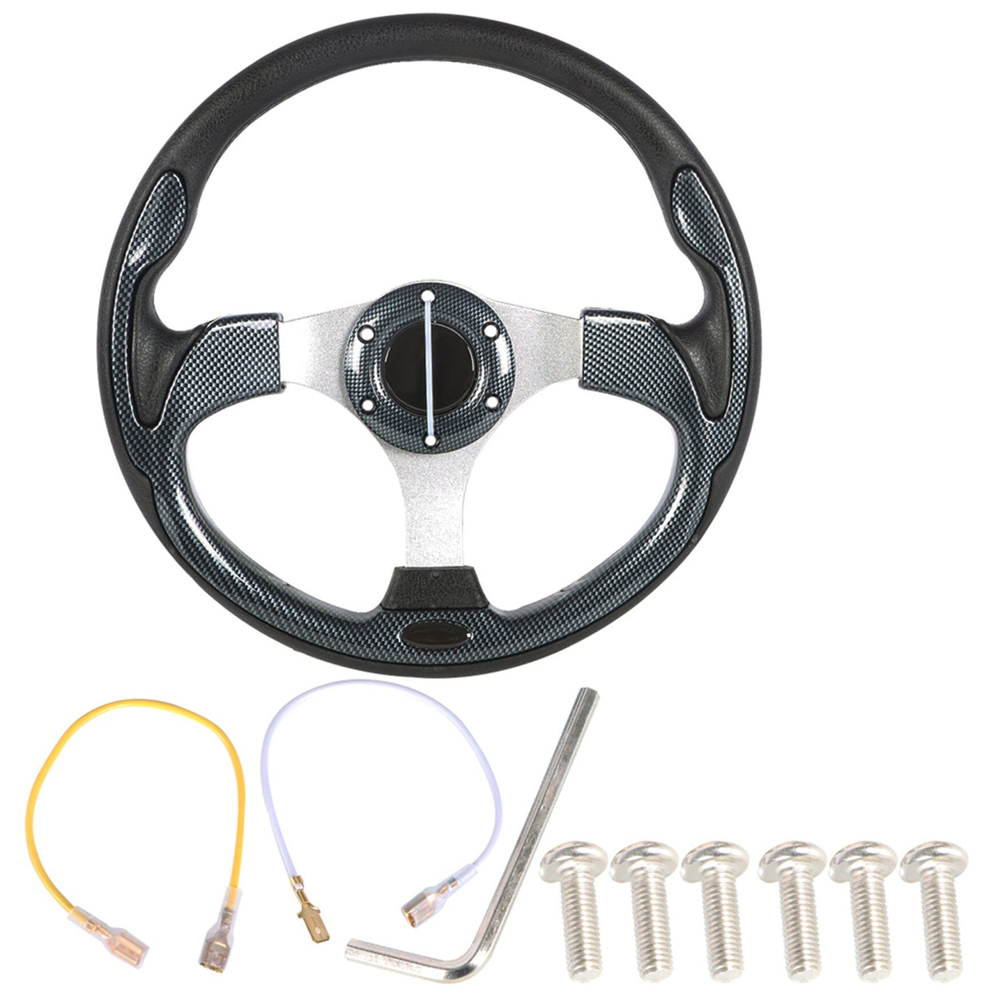 ALL-CARB 13 inchs Carbon Fiber Steering Wheel Replacement for Yamaha EZGO Club Car