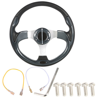 ALL-CARB 13 inchs Carbon Fiber Steering Wheel Replacement for Yamaha EZGO Club Car