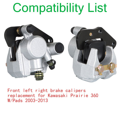 ALL-CARB Front Left Right Brake Calipers Replacement for Kawasaki Prairie 360 W/Pads 2003-2013