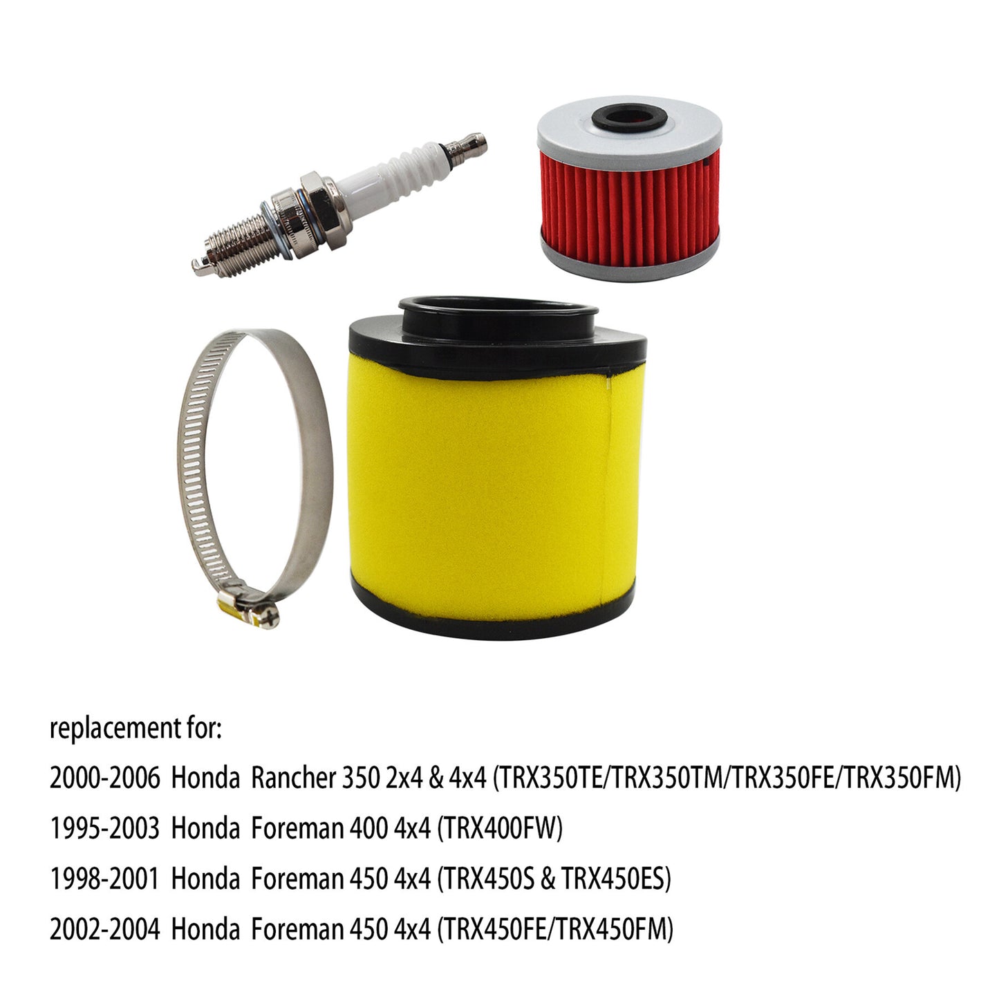 ALL-CARB Air Filter Oil Filter & Spark Plug Replacement for Honda Rancher 350 TRX350TE TRX350TM TRX350FE TRX350FM Foreman 400 450