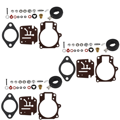 ALL-CARB 3 x Carburetor Carb Rebuild Repair Kits and Float Replacement for Johnson Evinrude 396701 65 70 75 HP