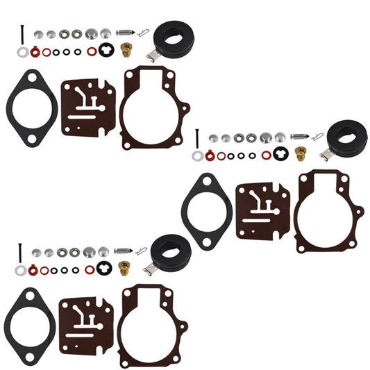 ALL-CARB 3 x Carburetor Carb Rebuild Repair Kits and Float Replacement for Johnson Evinrude 396701 65 70 75 HP
