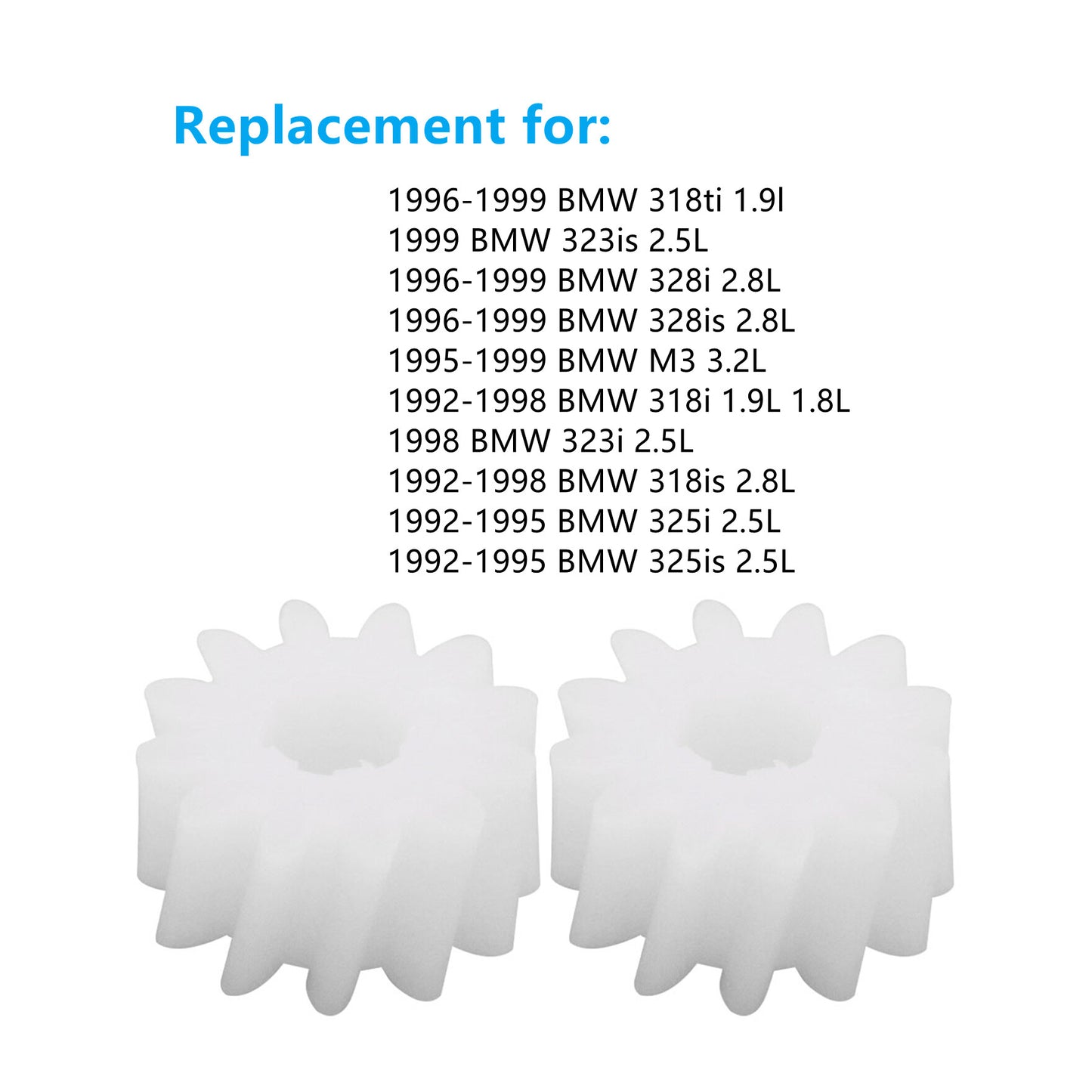 ALL-CARB Set of 2 Reclining Car Seat Gear Replacement for BMW E36 320i 325i 318i 328i M3 White