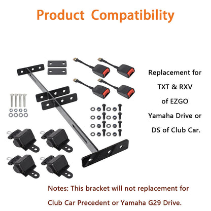 ALL-CARB 4 Retractable Seat Belt Bracket Kit Replacement for EZGO Yamaha Club Car Golf Cart