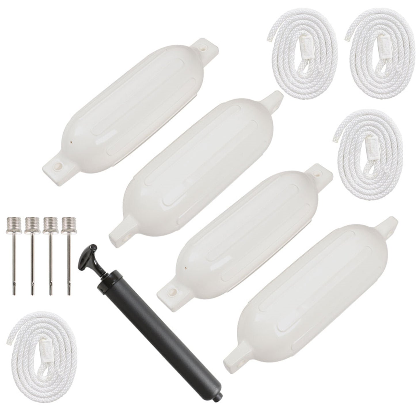 ALL-CARB 5.5x20 Inches Boat Fenders Vinyl Ribbed Marine Boat with Fender Lines