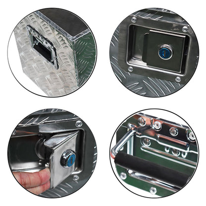 ALL-CARB 49 Inch Trailer Tongue Tool Box Aluminum Heavy Duty Truck Pickup Underbody Underbed Storage Organizer 5 Bar Tread Tool Box w/Lock & Keys Siver