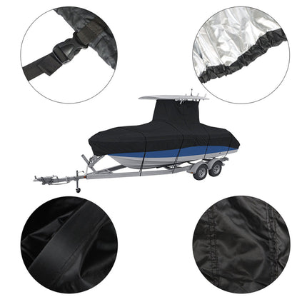 ALL-CARB 420D Heavy Duty Center Console T-Top Waterproof Boat Cover Replacement for Center Console Style Boats with T-Top Roofs Black