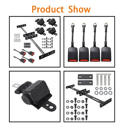 ALL-CARB 4 Retractable Seat Belt Bracket Kit Replacement for EZGO Yamaha Club Car Golf Cart