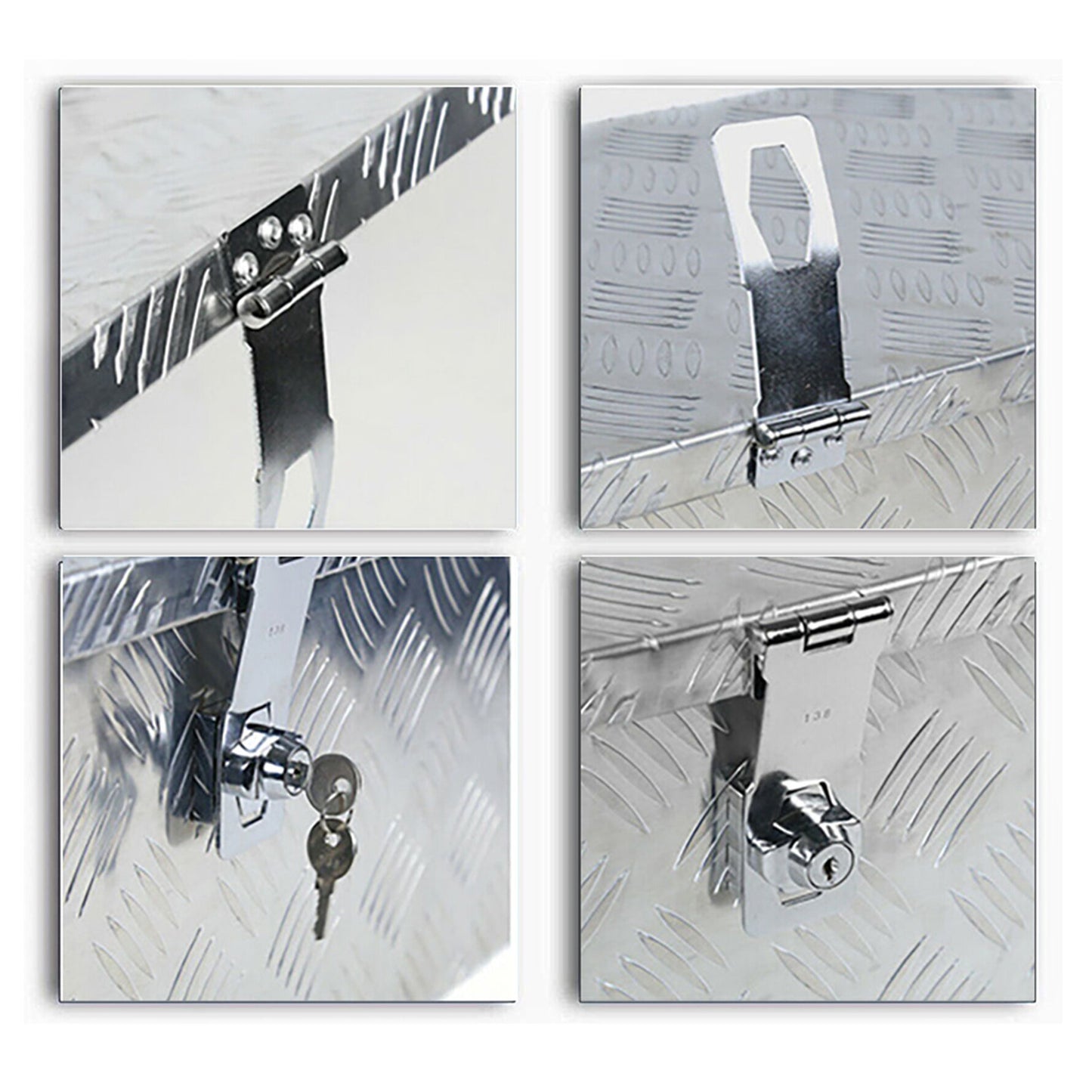 ALL-CARB 30 Inch Trailer Tongue Tool Box Aluminum Heavy Duty Truck Pickup Underbody Underbed Storage Organizer 5 Bar Tread Tool Box w/Lock & Keys Siver