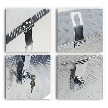 ALL-CARB 30 Inch Trailer Tongue Tool Box Aluminum Heavy Duty Truck Pickup Underbody Underbed Storage Organizer 5 Bar Tread Tool Box w/Lock & Keys Siver