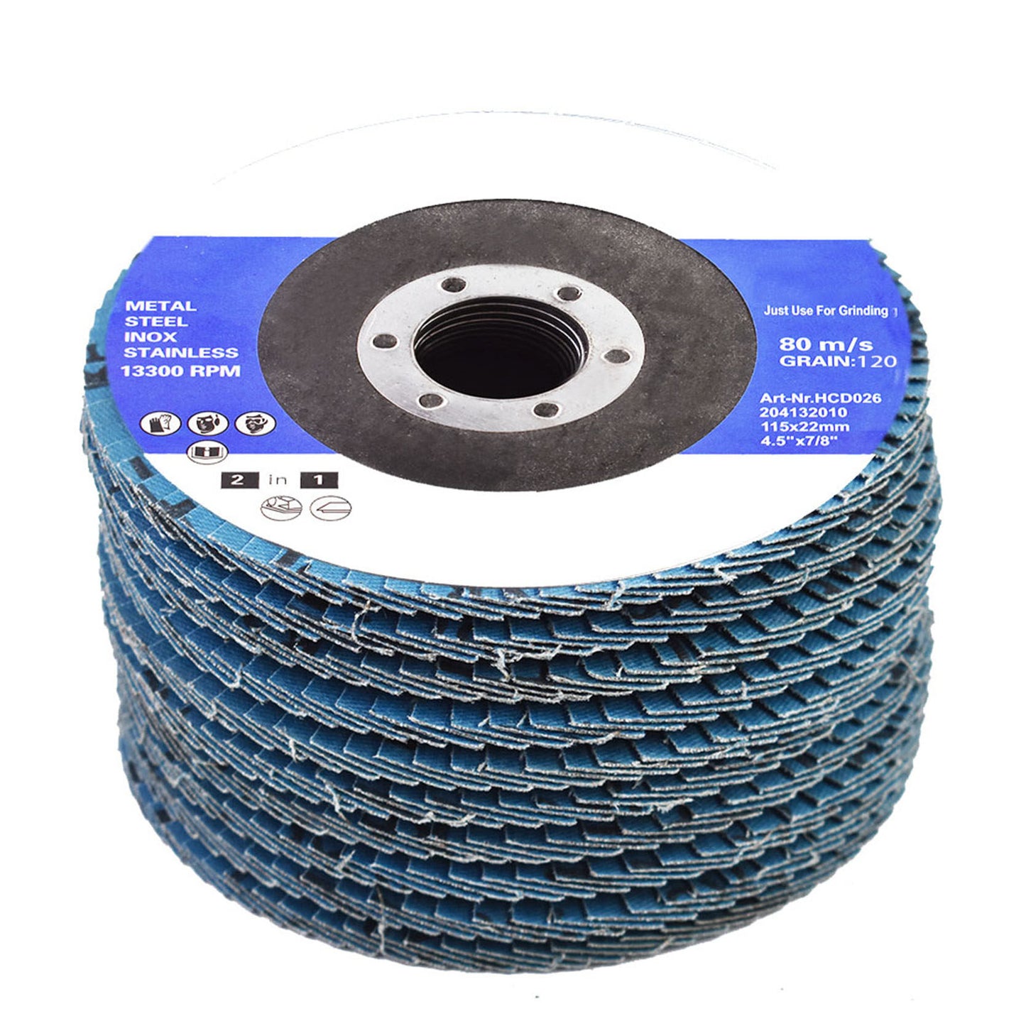 ALL-CARB 50Pack 4.5 Inch x 7/8 Inch Flap Disc Zirconia Premium Grinding Wheel 120 Grit Type-29 Fit for Angle Grinder