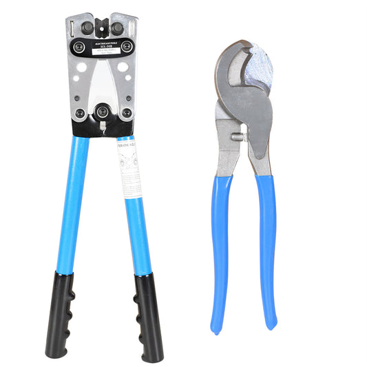 6-50mm2 Battery Cable Lug Crimper Tool with Cable Cutter for 10, 8, 6, 4, 2 and 1/0 AWG Wire Cable Cutting and Crimping