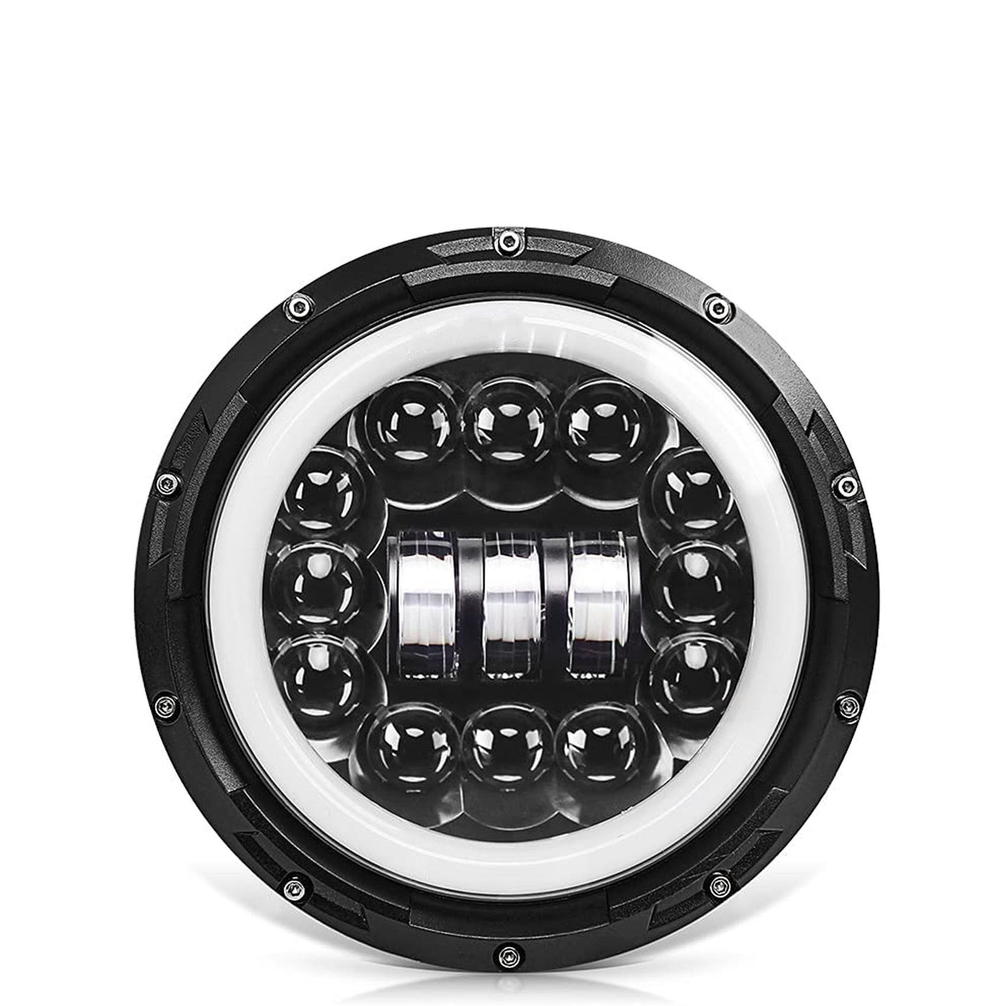 ALL-CARB 7 Inch Led Headlights Halo Motorcycle Headlights with Aperture Replacement for JK TJ LJ CJ