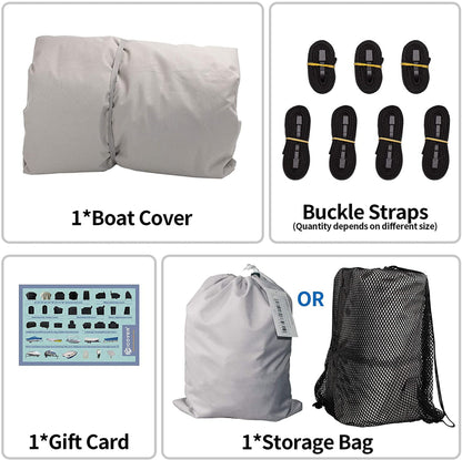 ALL-CARB Waterproof Heavy Duty Trailerable Jon Boat Cover Replacement for Jon Boat 12ft-18ft Long and Beam Width up to 75inch