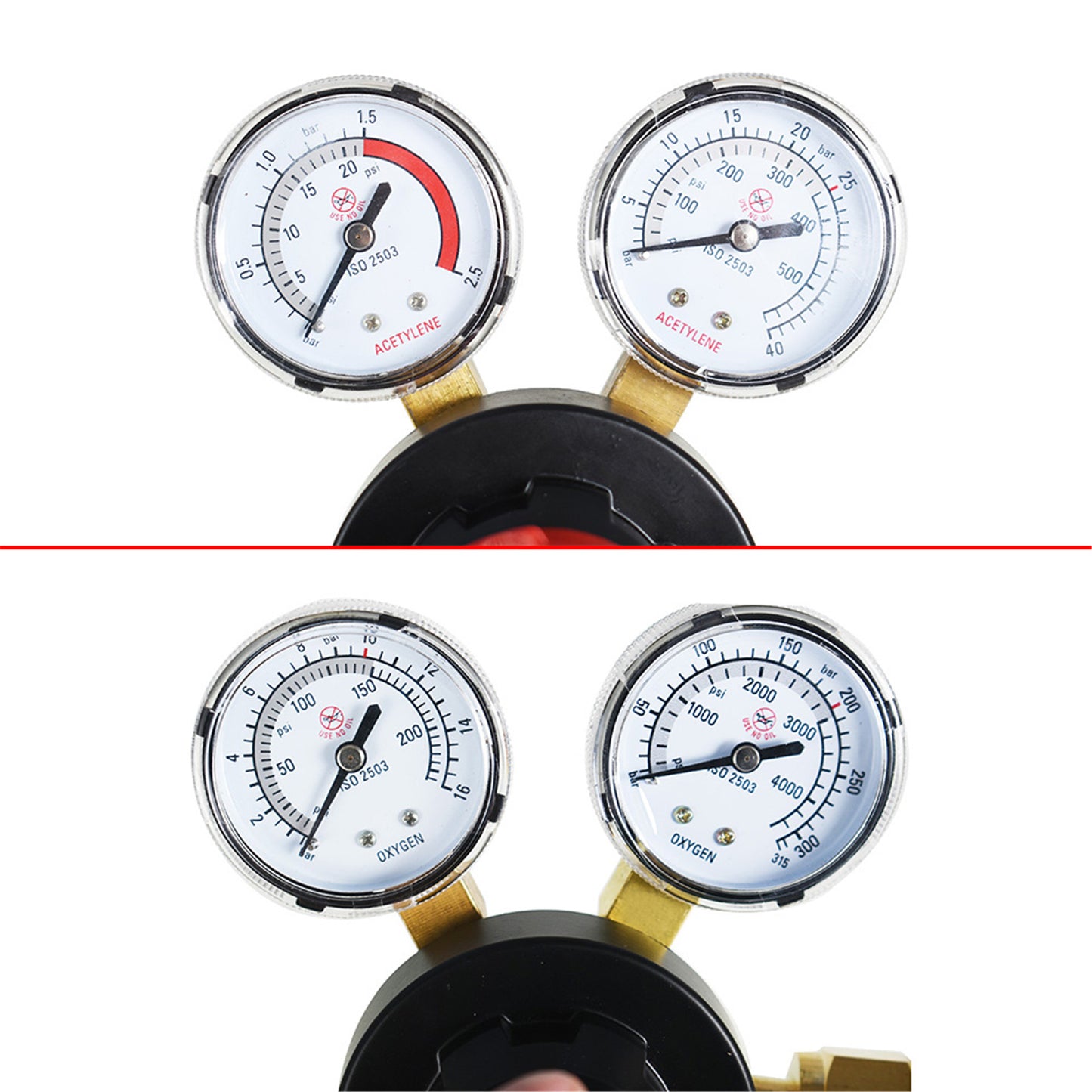 ALL-CARB 2 Piece Set Oxygen and Acetylene Regulators Welding Gas Gauge Medium/Heavy Duty (CGA 540 CGA 510)