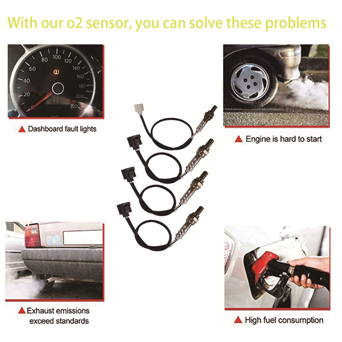 ALL-CARB 4Pcs Air Fuel Ratio Sensor 56041953AA Replacement for 2002-2004 Liberty V6 3.7L Grand Cherokee 4.0L 234-4029