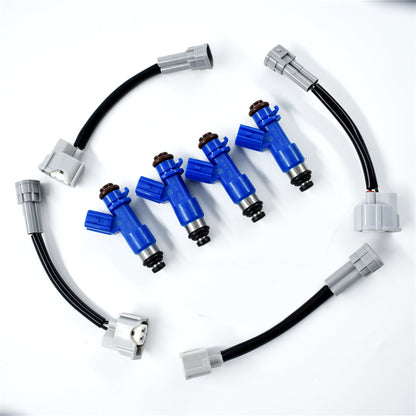 ALL-CARB 16450-RWC-A01 Fuel Injectors 410cc with Plug Play Adapters Replacement for Honda Civic Acura Integra Acura RSX 4PCS