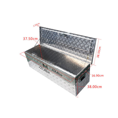 ALL-CARB 49 Inch Trailer Tongue Tool Box Aluminum Heavy Duty Truck Pickup Underbody Underbed Storage Organizer 5 Bar Tread Tool Box w/Lock & Keys Siver