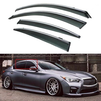 ALL-CARB Window Vent Visors Shade Sun Rain Wind Guards Deflectors Cover Acrylic Replacement for Infiniti Q50 All Models 2014-2022 Outside 4 Pieces Smoke