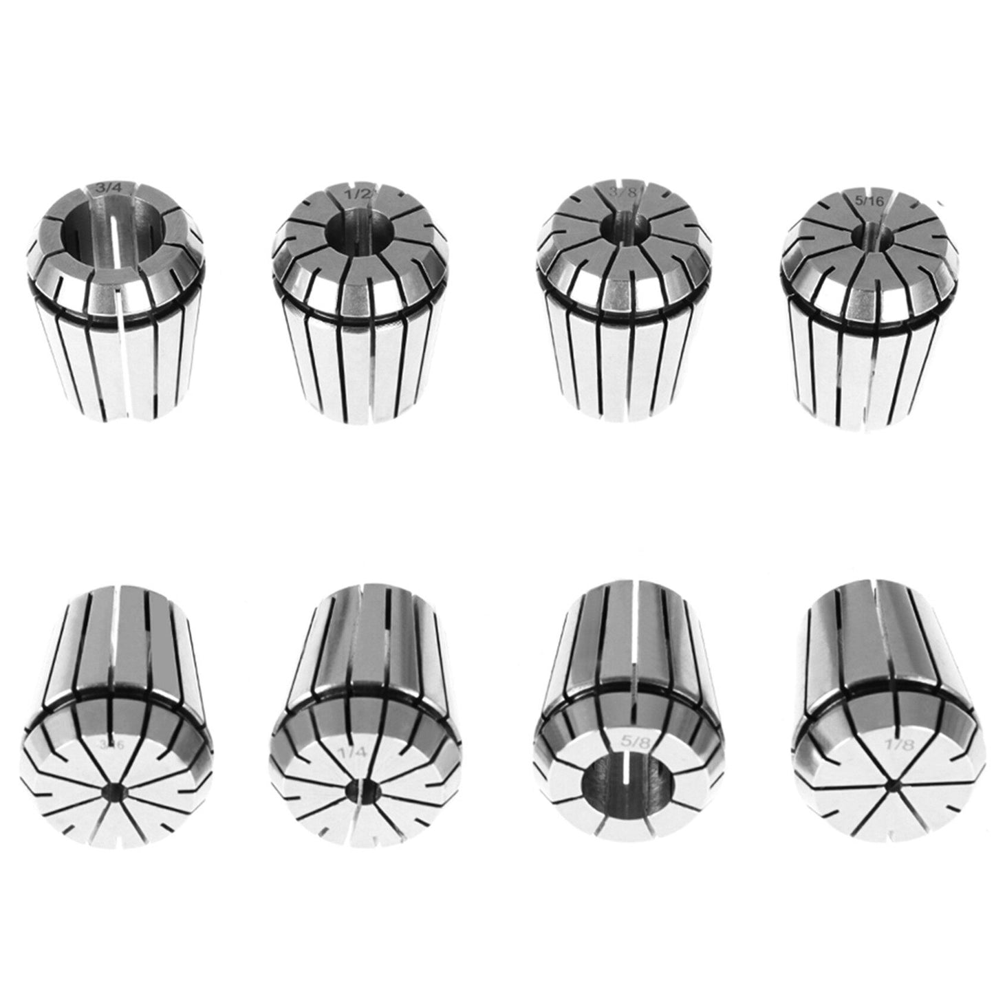 ALL-CARB 8Pcs ER32 Spring Collet Set 1/8 - 3/4 Inch for CNC Milling Lathe Tool and Engraving Machine Carbon Steel