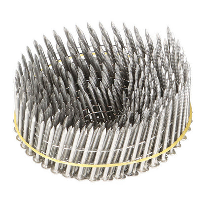 ALL-CARB 1200 Count 1-1/2-Inch x .090-Inch 15-Degree Ring Shank Stainless Steel Siding Nails Collated Wire Coil Siding Nails for Cement Board Siding or Fencing