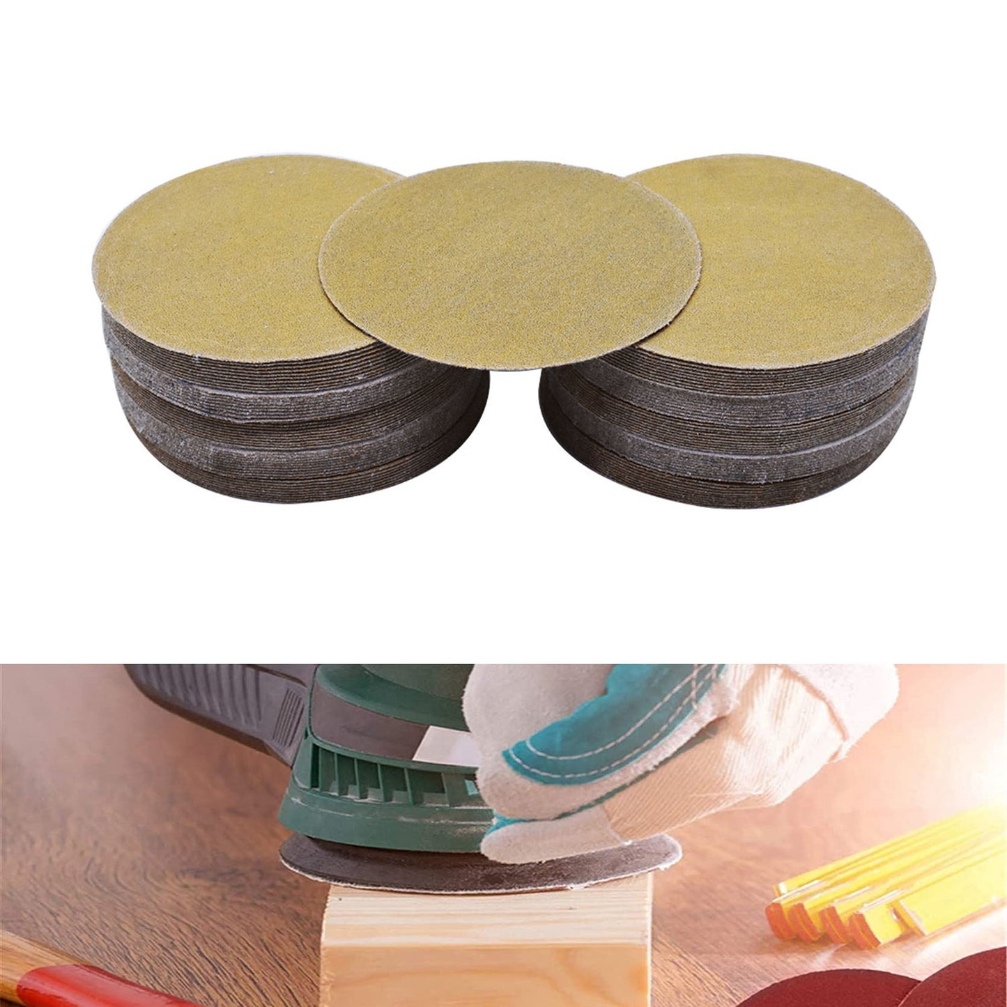 ALL-CARB 100Pack 5 Inch 80 Grit Sanding Disc Roll No Hole PSA Adhesive Sticky Back Application On Automotive, Marine, Industrial, Woodworking