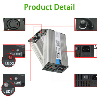 ALL-CARB 48V 6A Head 3Pin Plug Battery Charger Replacement for EZGO Golf Cart Club Car Scooters