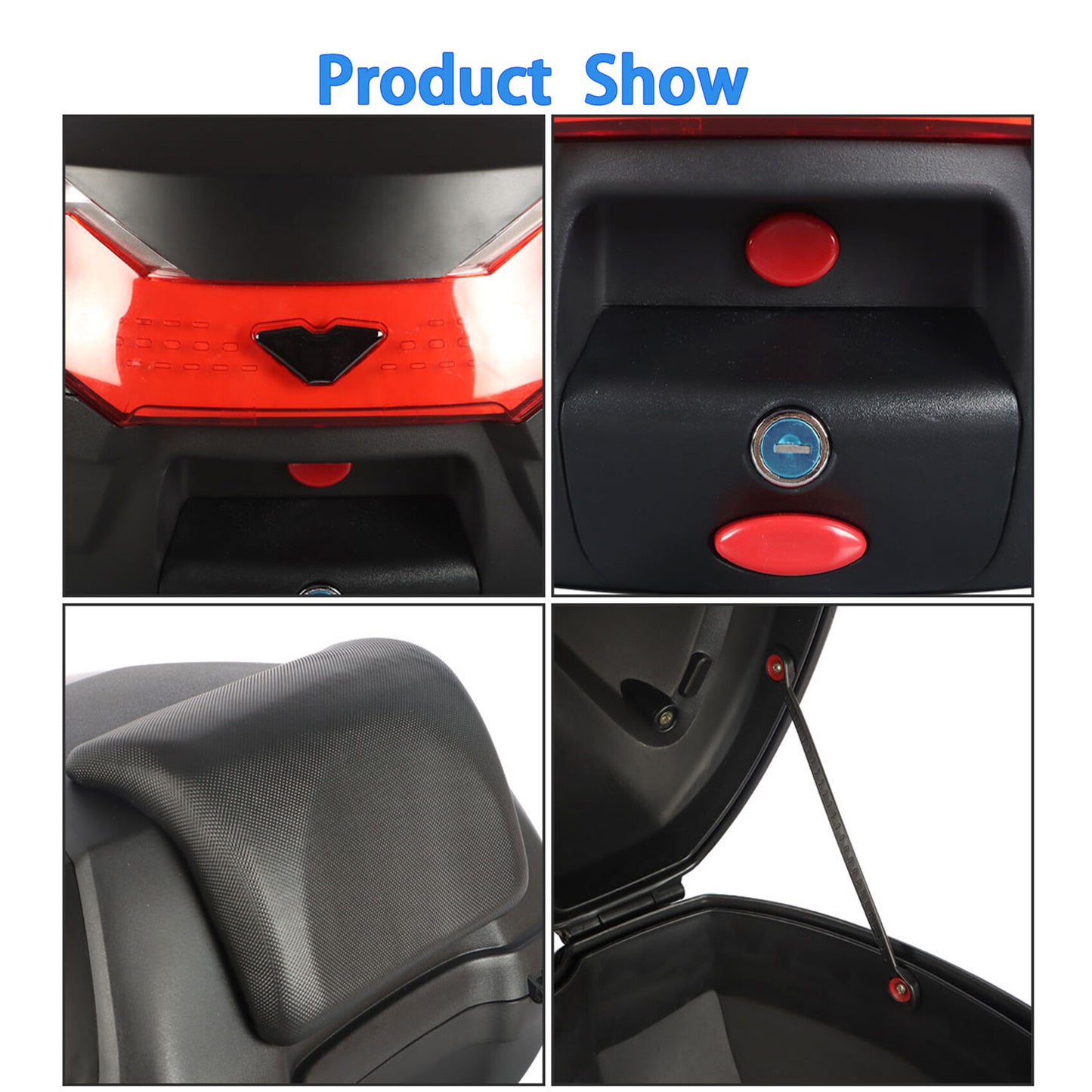 ALL-CARB Black Motorcycle Rear Top Box Tail Trunk Luggage Storage Case Tour Tail Scooter Trunk Luggage Storage Carrier Case 32L Extremely Spacious Heavy-Duty Locking with 2 Keys