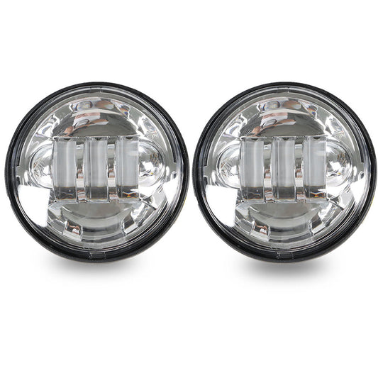 ALL-CARB 4.5 Inch Chrome LED Spot Fog Passing Light Lamp Replacement for Dyna Heritage Softail Springer Road King Sportster Tour Glide