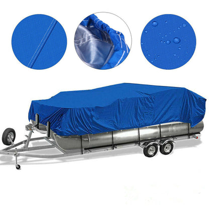 ALL-CARB 17-20Ft Boat Cover Marine Grade PEVA Heavy Duty Rain Snow Resistant Protection Beam width up to 96 Blue