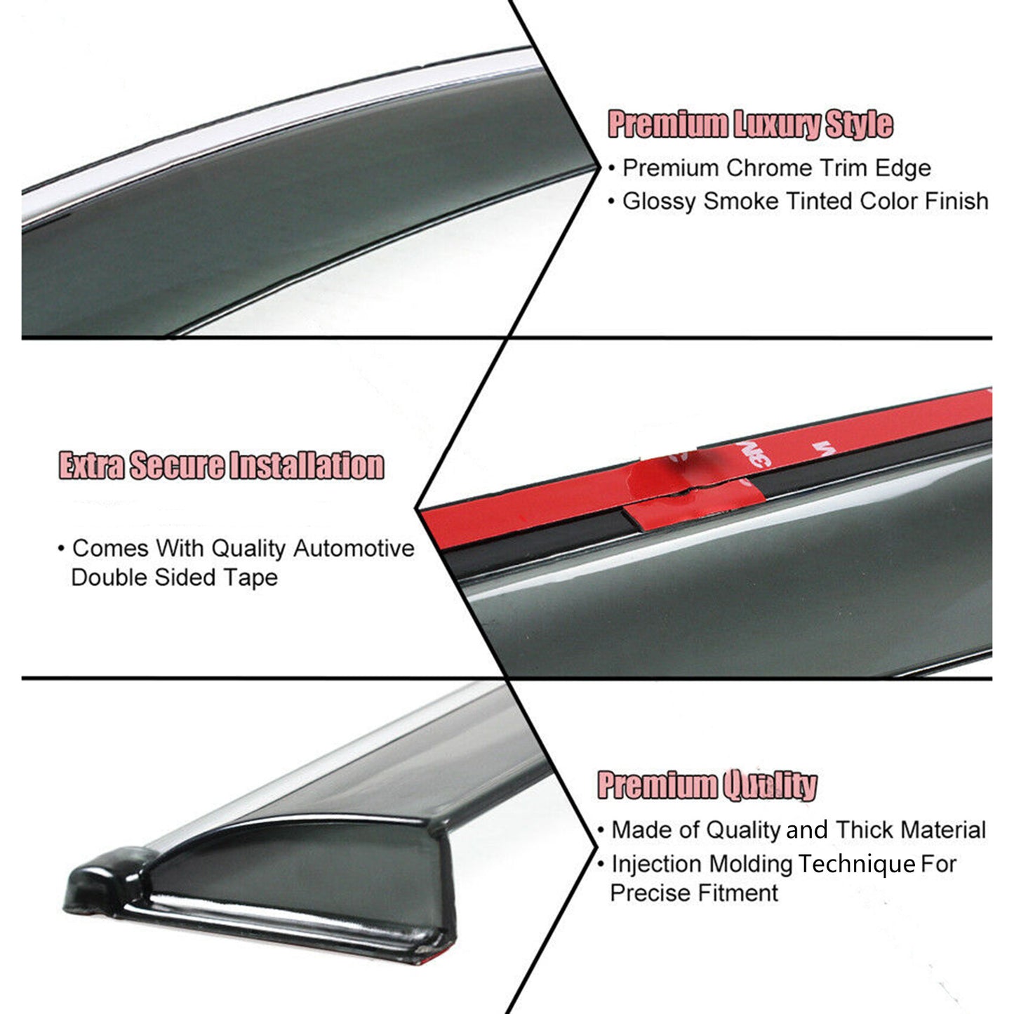 ALL-CARB Window Vent Visors Shade Sun Rain Wind Guards Deflectors Cover Acrylic Replacement for Infiniti Q50 All Models 2014-2022 Outside 4 Pieces Smoke
