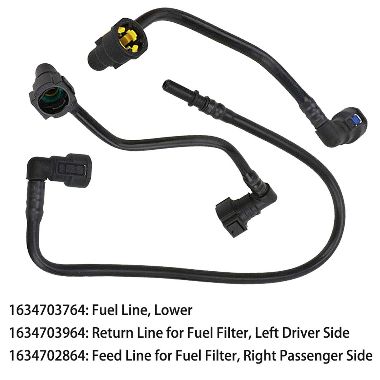 ALL-CARB 1634703764 1634702864 1634702964 Fuel Filter Hose Fuel Hose Line Kit Replacement for Mercedes-Benz AMG ML320 ML430 ML55 W163 1998-2003