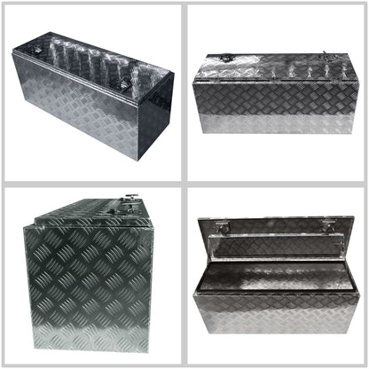 ALL-CARB 42 Inch Trailer Tongue Tool Box Aluminum Heavy Duty Truck Pickup Underbody Underbed Storage Organizer 5 Bar Tread Tool Box Weather Resistant Seal w/Lock & Keys Siver