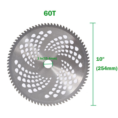 ALL-CARB 10 Inch 60T Carbide Tip Brush Blades Made from Stainless Steel Compatible with Cutter, Trimmer, Weed Eater