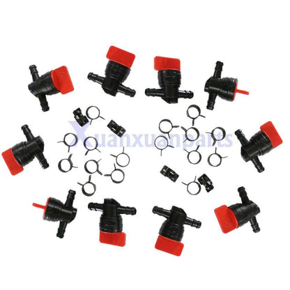 ALL-CARB 10Pcs 1/4 in-Line Straight Fuel Shut-Off/Cut-Off Valves Replacement for Briggs and Stratton 494768 493960 1/4 ID Fuel Line 1/2 Hose Clamps