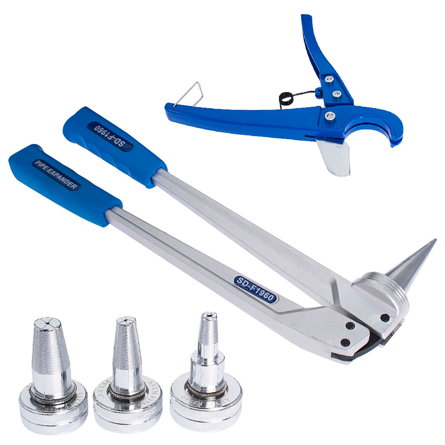 ALL-CARB PEX Tube Expansion Tool Kit Meets ASTM F1960 Standard with 1/2inch 3/4inch 1inch Expander Heads and Tube Cutting Plier for Propex Expansion