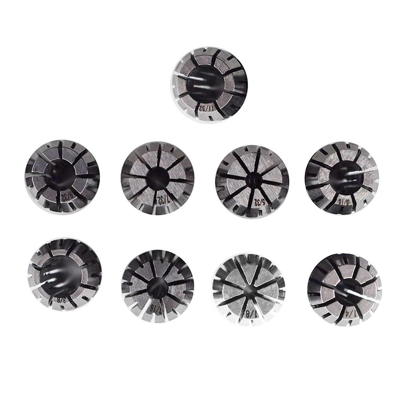 ALL-CARB 9Pcs ER16 Spring Collet Set 1/8 - 3/8 Inch for CNC Milling Lathe Tool and Engraving Machine Carbon Steel