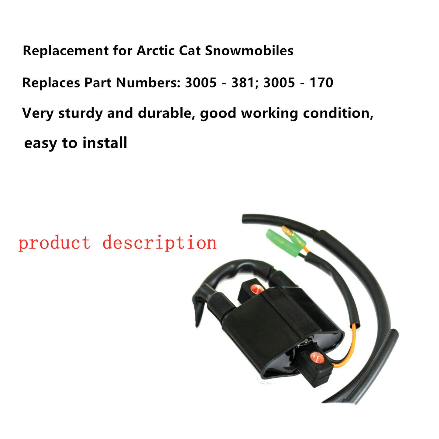 ALL-CARB Ignition Coil Double Line Replacement for ArcticCat Snowmobiles 3005-381 3005-170