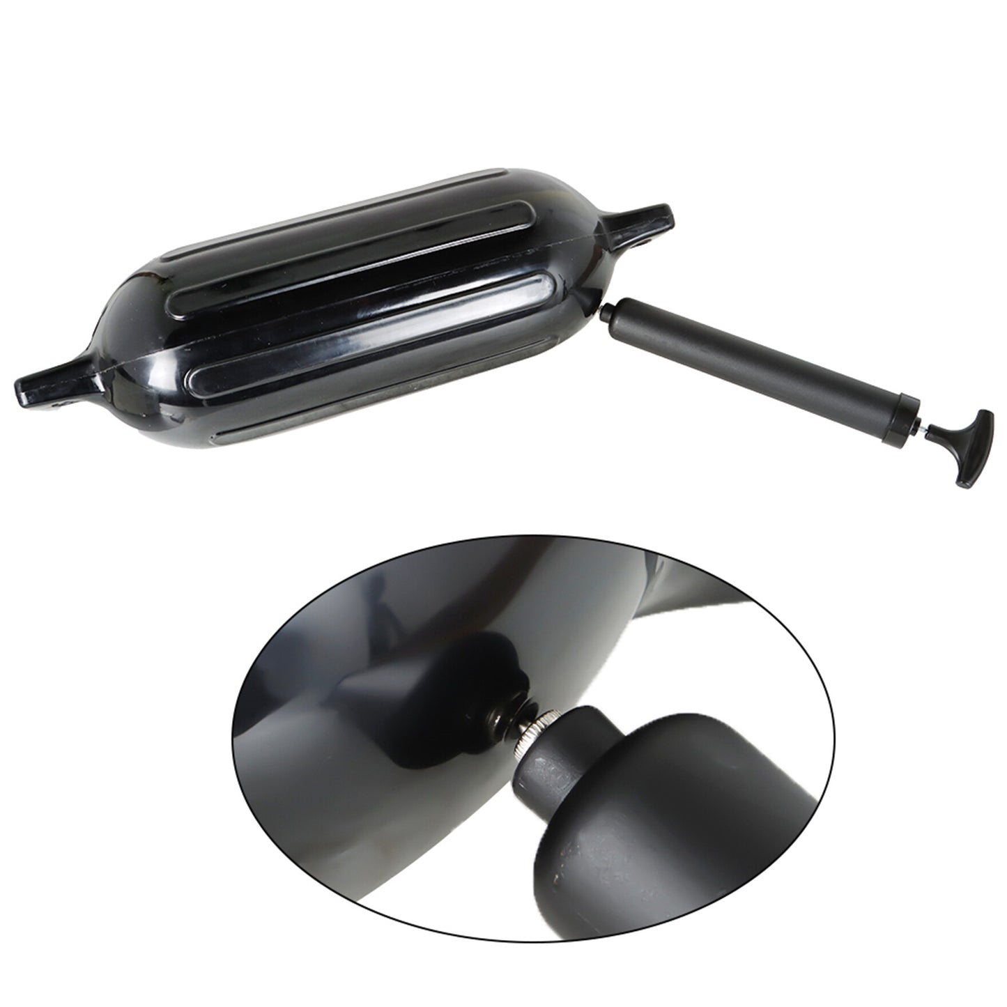 ALL-CARB 8.5 x 27 Inches Boat Fenders Vinyl Ribbed Marine Boat with Fender Lines & Pump to Inflate