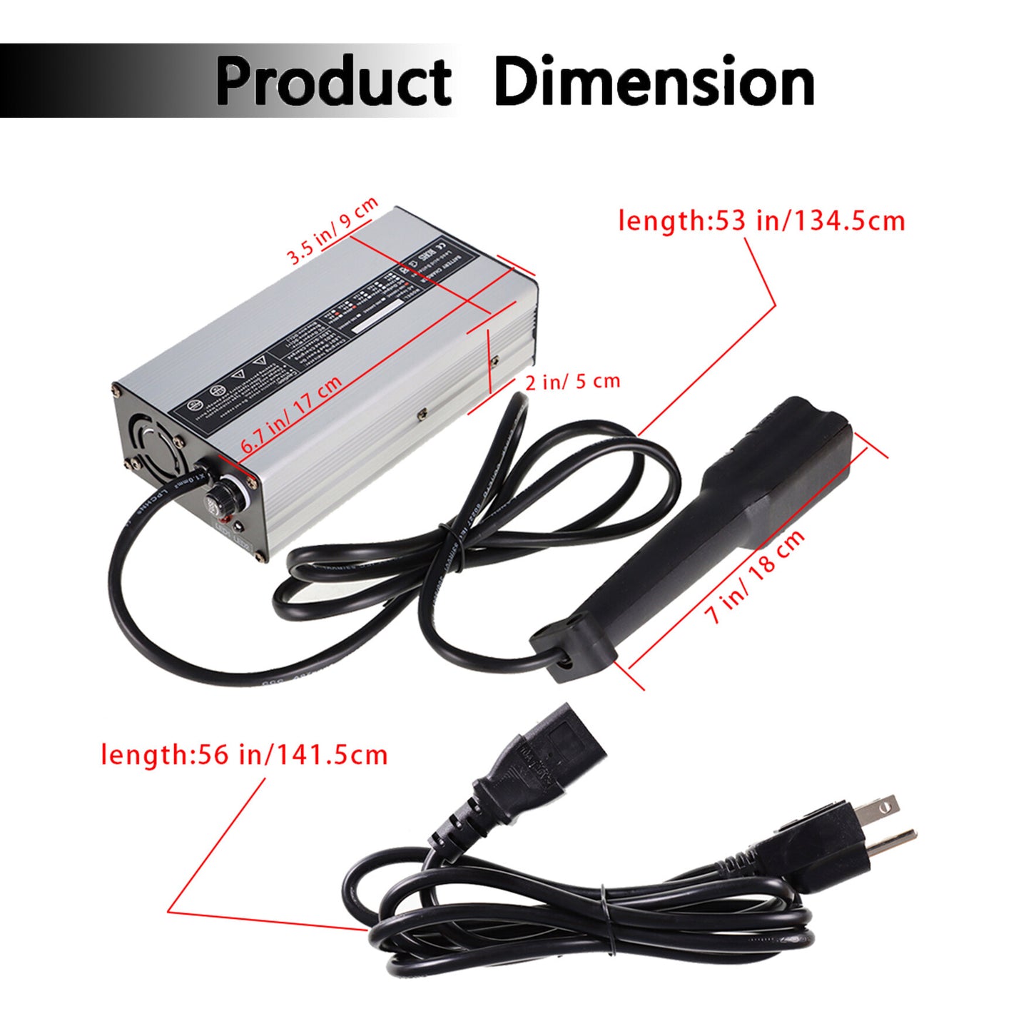 ALL-CARB 48 Volt 6A 3 Pin Battery Charger Replacement for Yamaha Golf Cart Drive G29 2007-up