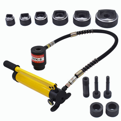 ALL-CARB 10 Ton 1/2 Inch to 2 Inch Hydraulic Knockout Punch Driver Tool Kit with 6 Dies Hole Complete Tool Electrical Conduit Hole Cutter Set