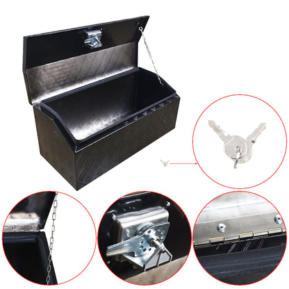 ALL-CARB 30 Inch Trailer Tongue Tool Box Aluminum Heavy Duty Truck Pickup Underbody Underbed Storage Organizer 5 Bar Tread Tool Box Weather Resistant Seal w/Lock & Keys Black