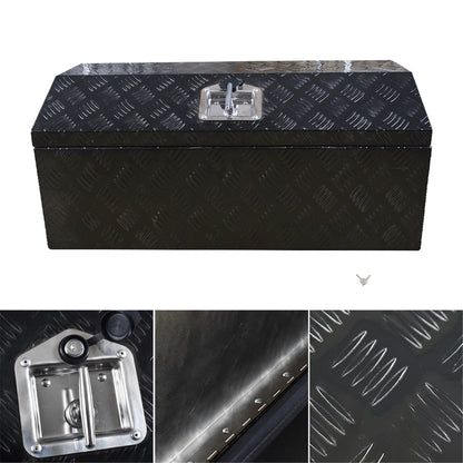 ALL-CARB 30 Inch Trailer Tongue Tool Box Aluminum Heavy Duty Truck Pickup Underbody Underbed Storage Organizer 5 Bar Tread Tool Box Weather Resistant Seal w/Lock & Keys Black