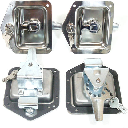 ALL-CARB 4 Trailer Door Latch Folding T-Handle Lock with Keys Stainless Steel Polished for Trailer Door RV Camper Truck Bed Toolboxes