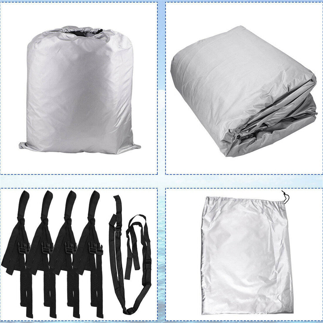 ALL-CARB 21-24Ft Boat Cover Trailerable PEVA Heavy Duty Fabric Pontoon Boat Cover Gray