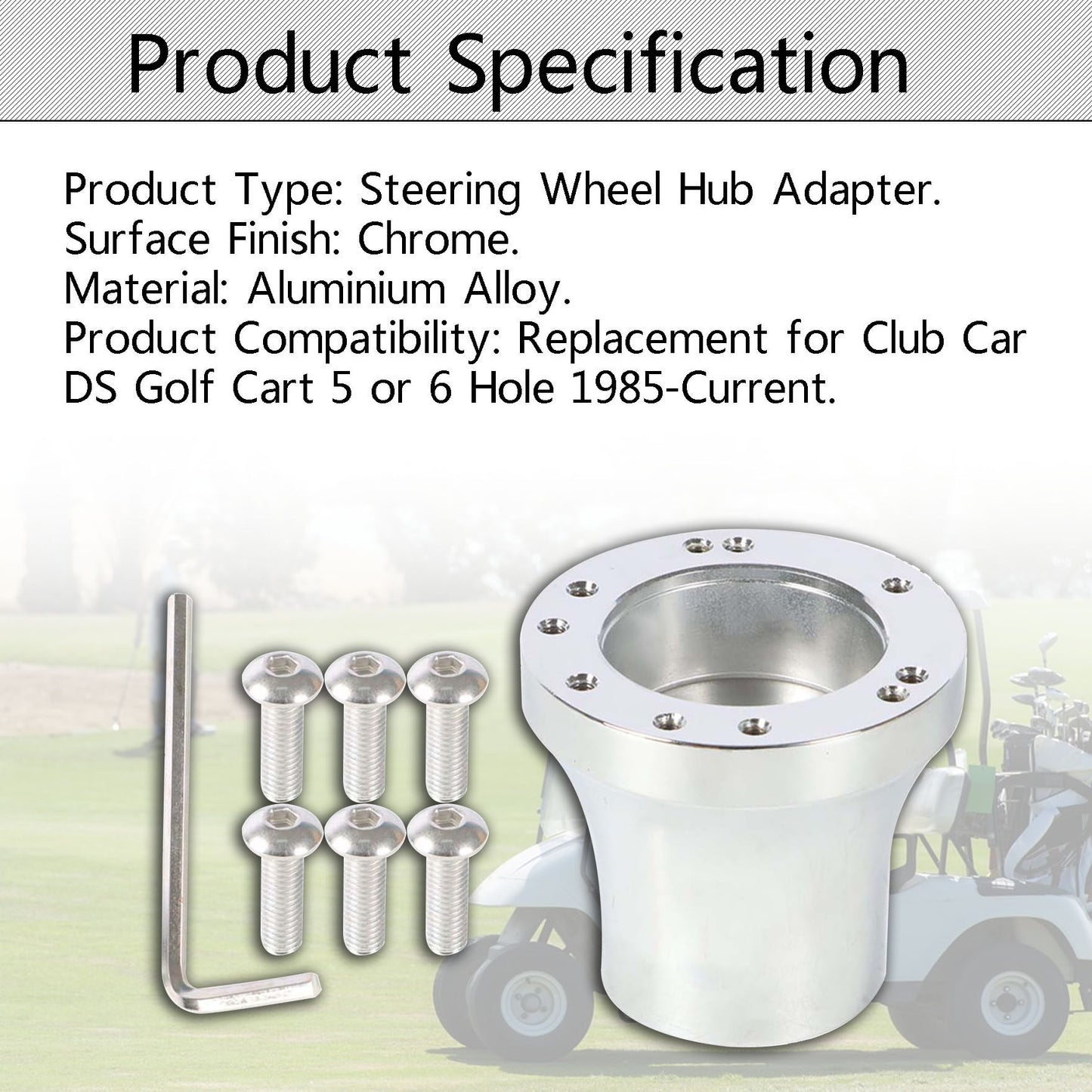 ALL-CARB Golf Cart Steering Wheel Chrome Hub Adapter Replacement for DS 1985-up