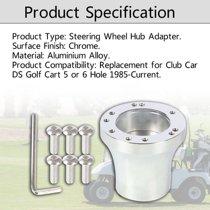 ALL-CARB Golf Cart Steering Wheel Chrome Hub Adapter Replacement for DS 1985-up