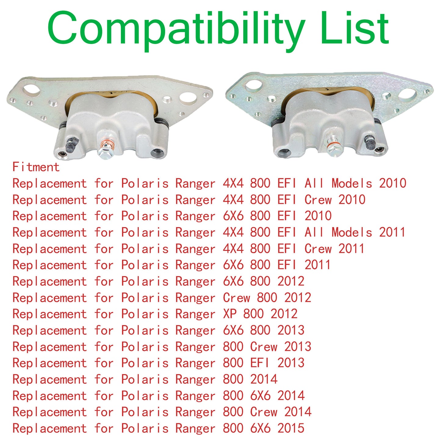 ALL-CARB Front Left Right Brake Calipers W/Pads Replacement for Polaris Ranger 800 / Crew / XP 2010-2015
